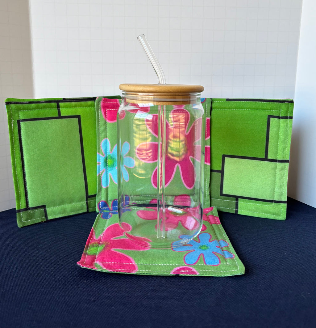 Modern Floral Coasters Green background