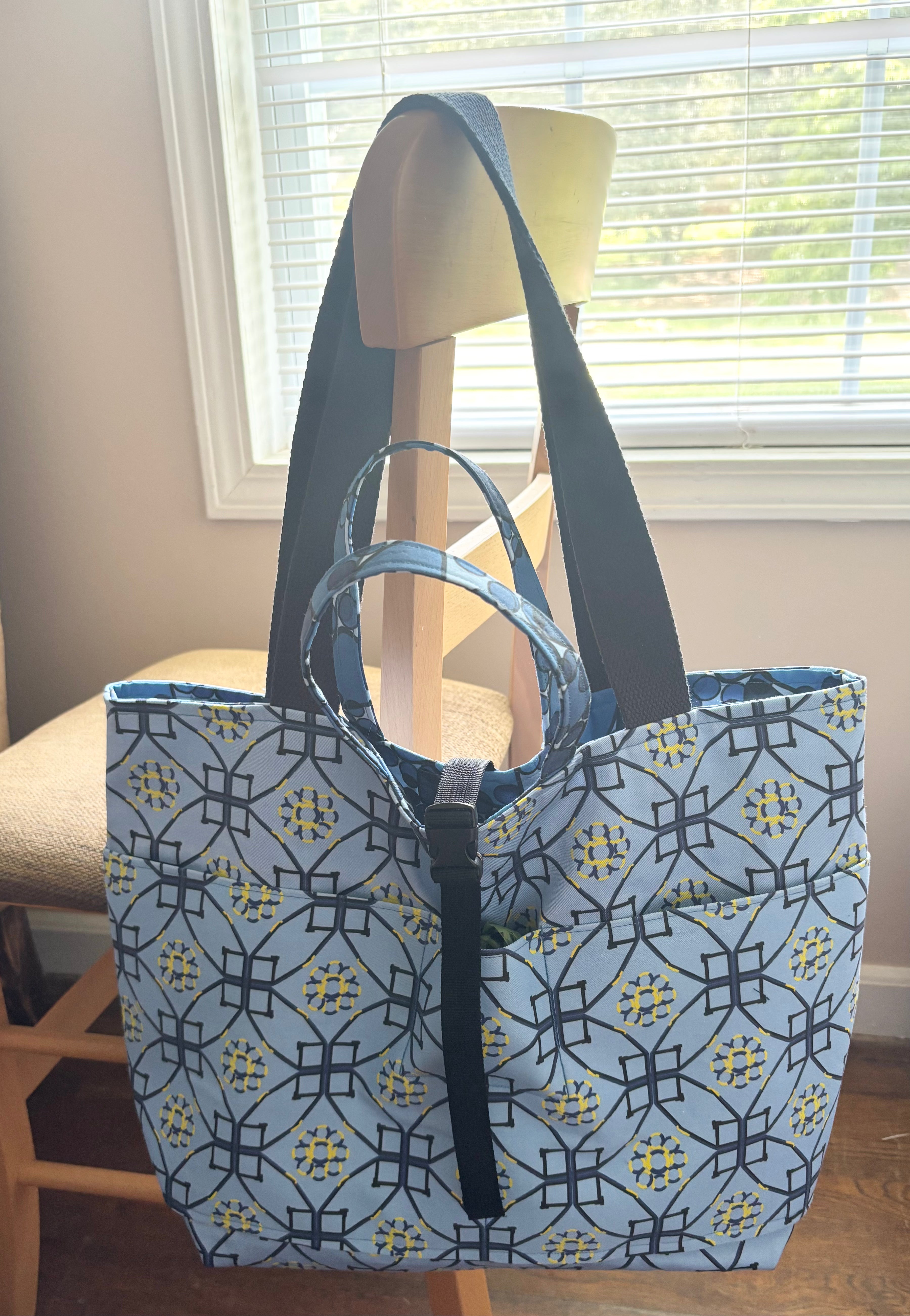 Dog Walk and Tires large tote bag