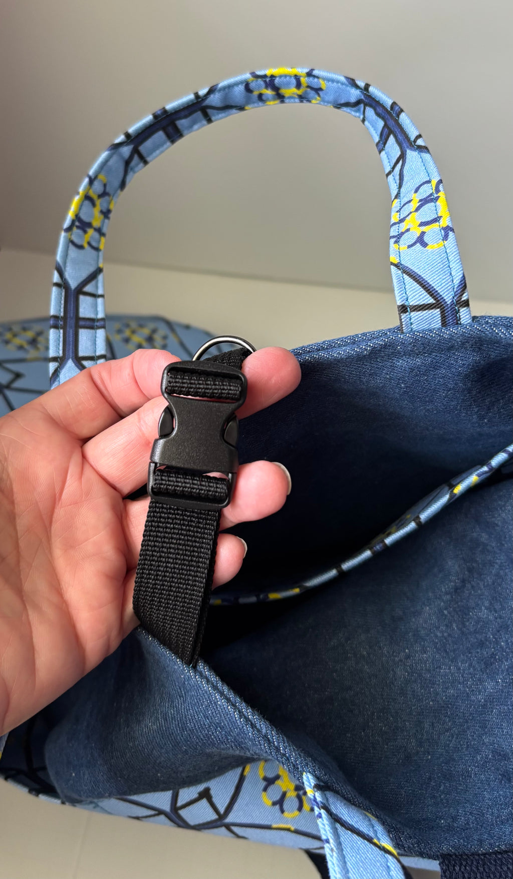 Denim and Cotton Twill Tote Bag
