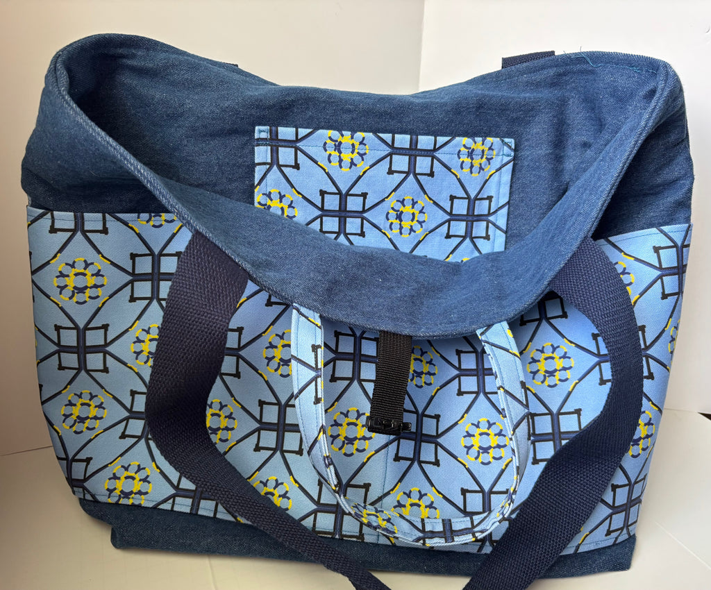Denim and Cotton Twill Tote Bag