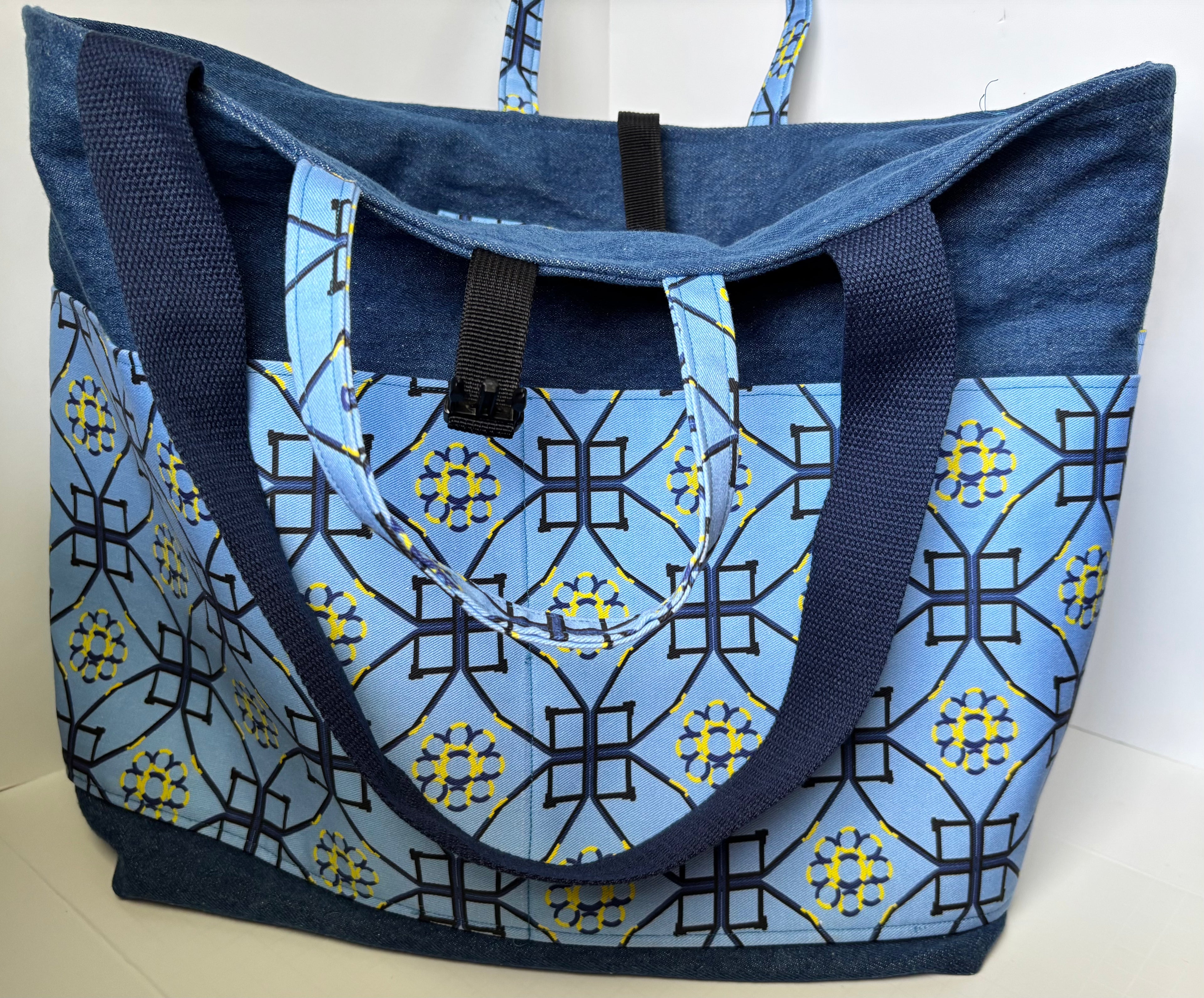 Denim and Cotton Twill Tote Bag