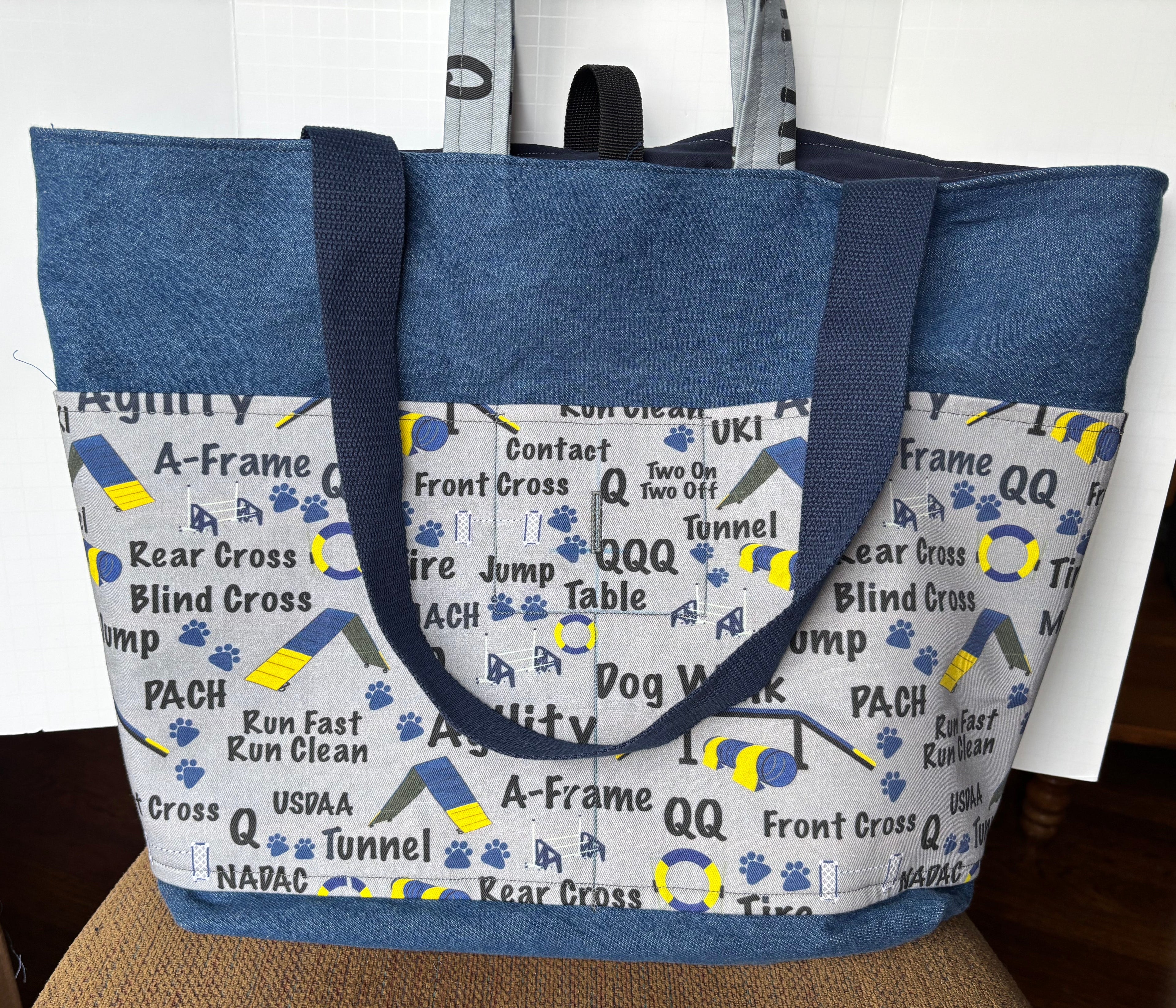 Denim Tote Bag with Agility Lover Design