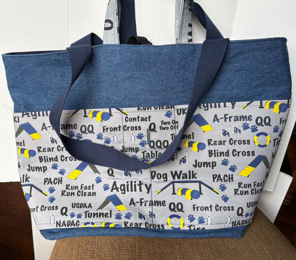 Denim Tote Bag with Agility Lover Design