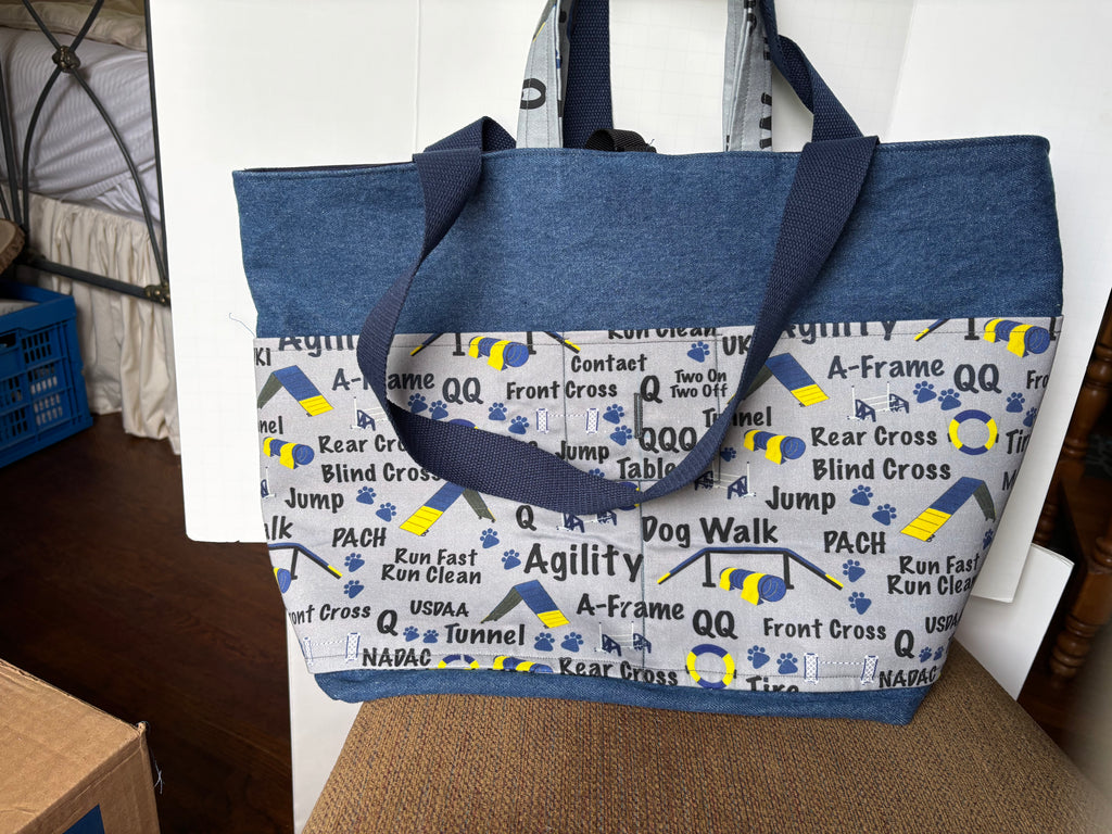 Denim Tote Bag with Agility Lover Design