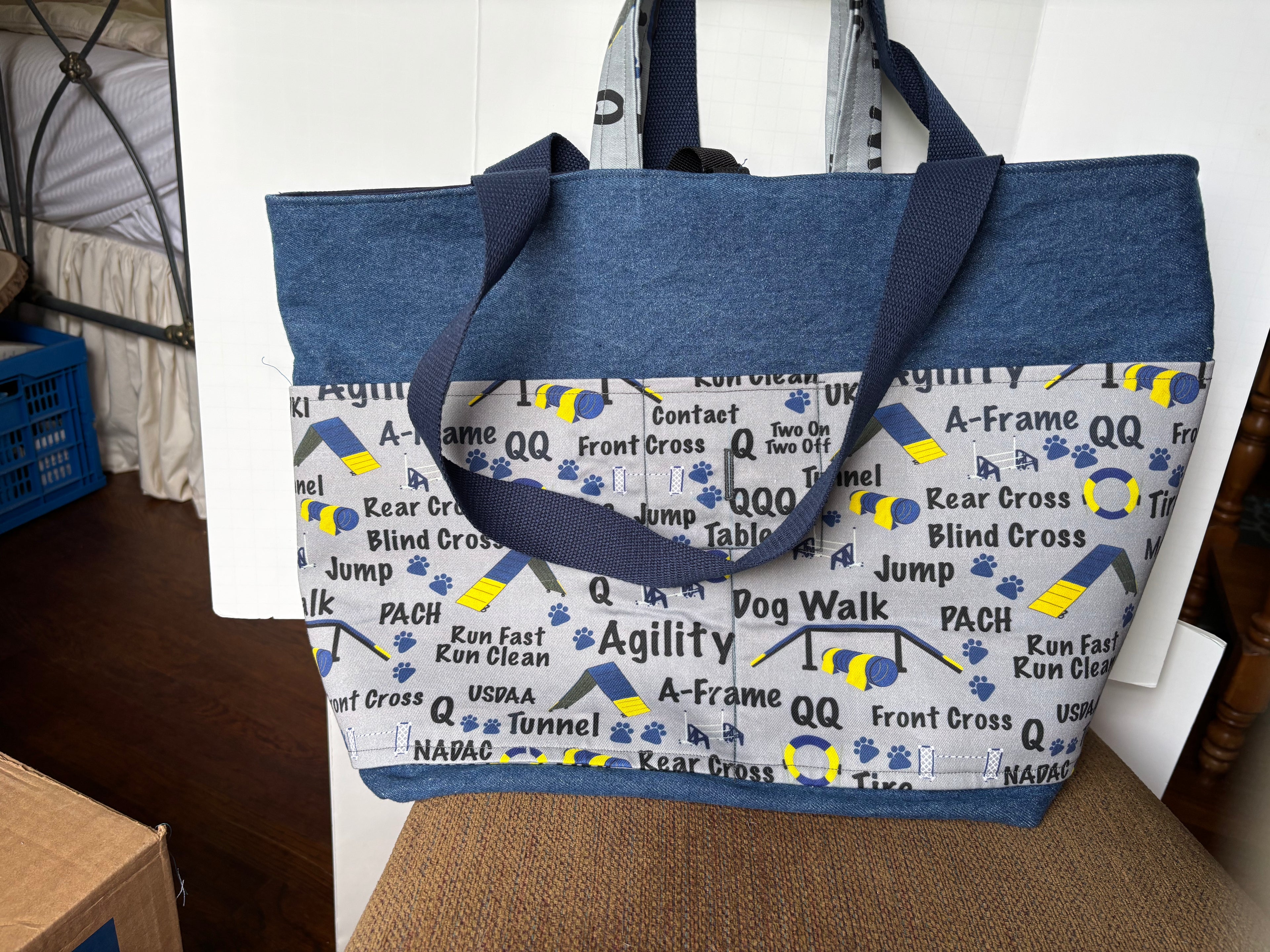 Denim Tote Bag with Agility Lover Design
