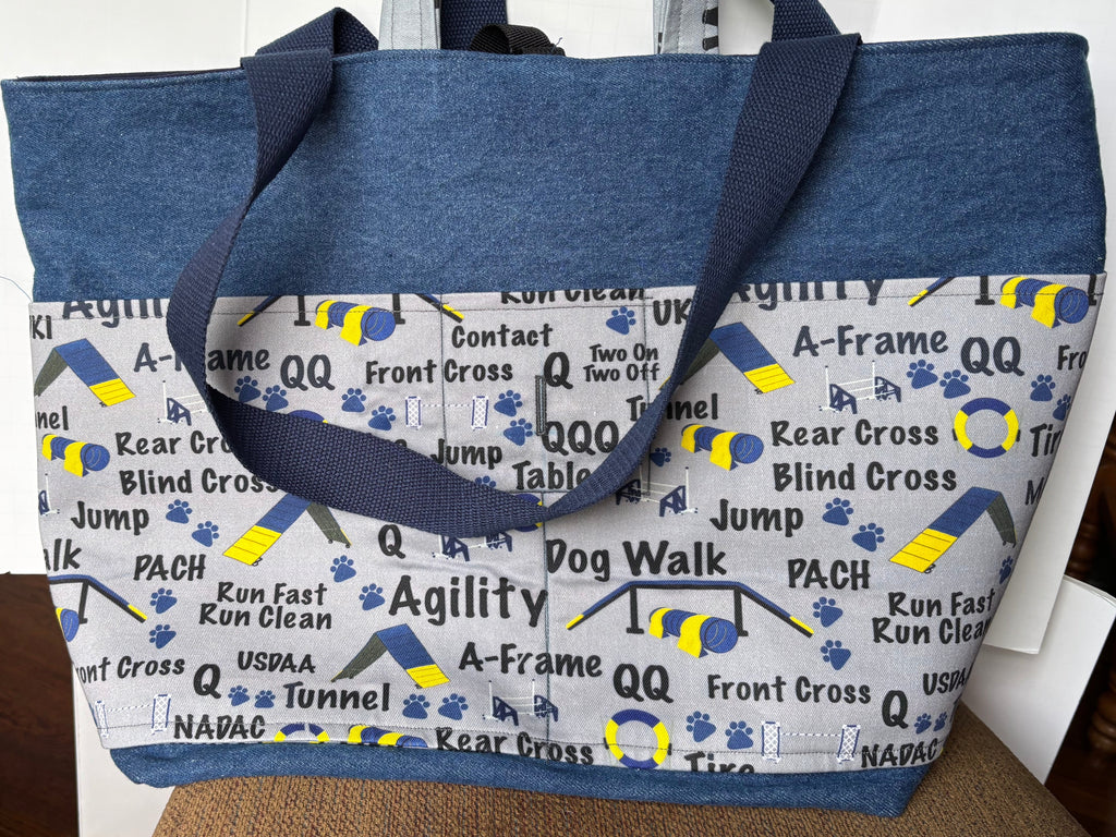 Denim Tote Bag with Agility Lover Design