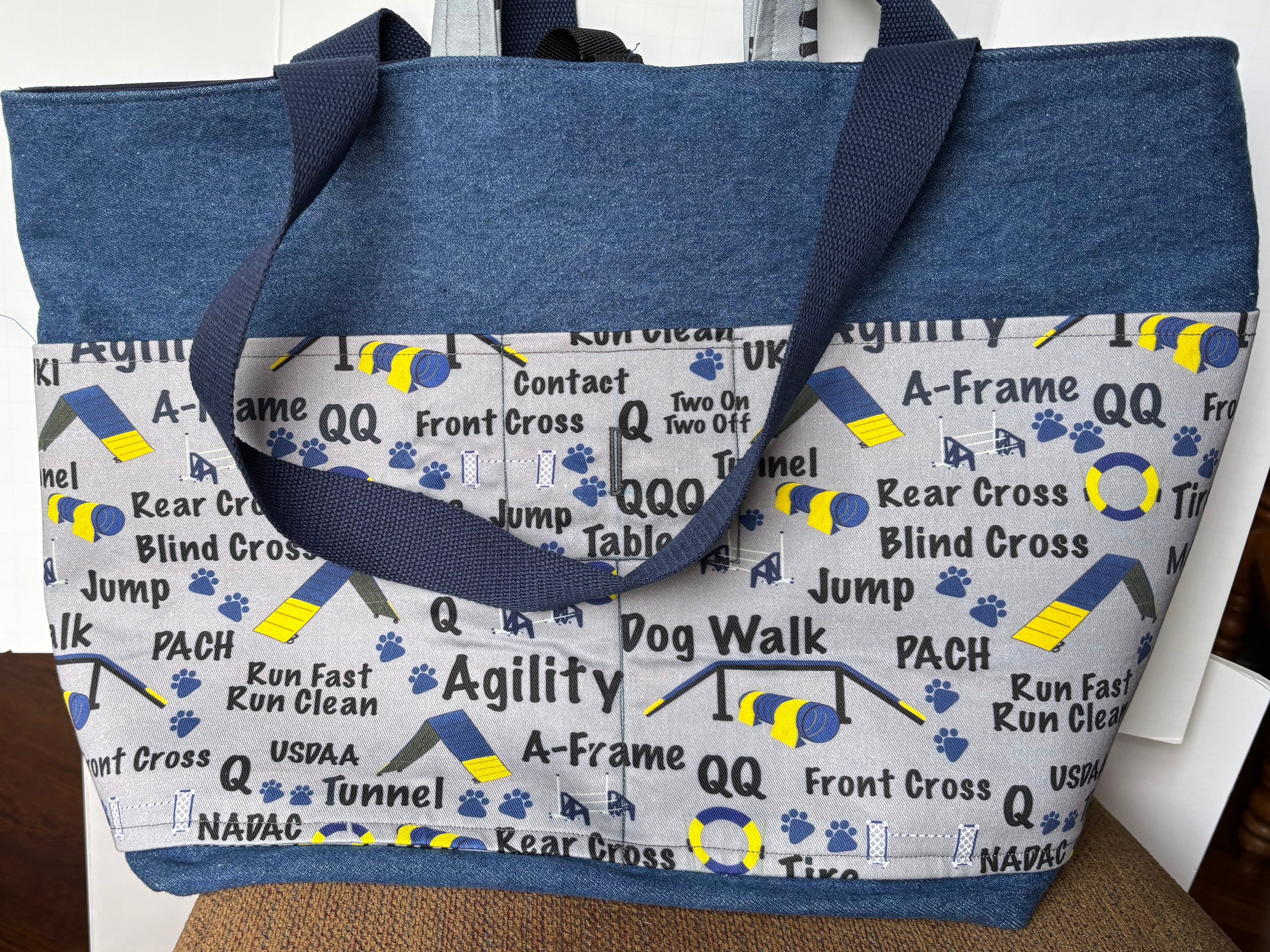 Denim Tote Bag with Agility Lover Design